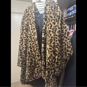 Torrid size 4xl leopard printed fuzzy coat